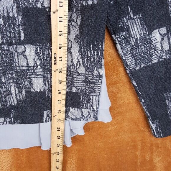 JOSEPH RIBKOFF Womens Top Size 6 Gray Pullover Floral Knit Pleated Shirt Tail - Picture 6 of 9